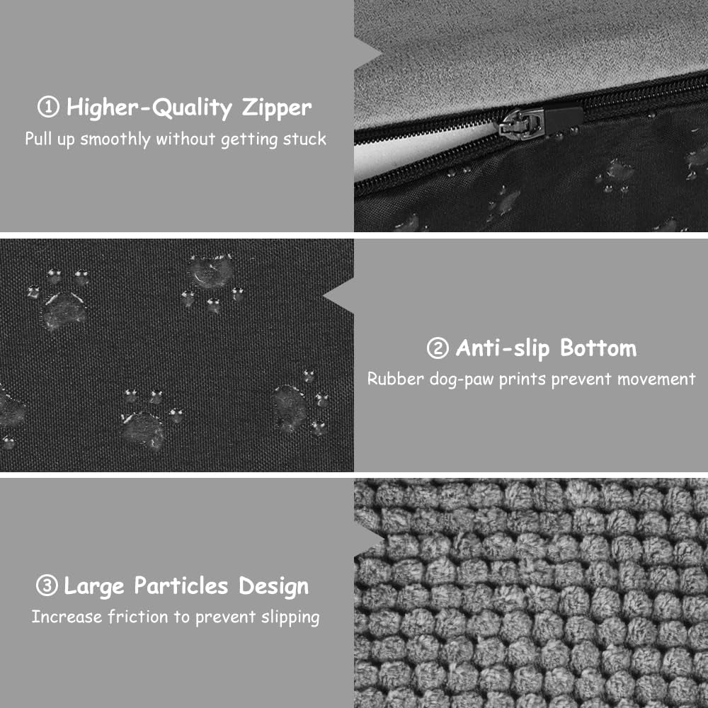 Dog Stairs and Ramp, 5-Step Pet Stair for High Beds and Couch, Large Dogs with Removable Washable Cover, Non-Slip Soft Foam for Injured Older Pets, Grey-62 Cm High