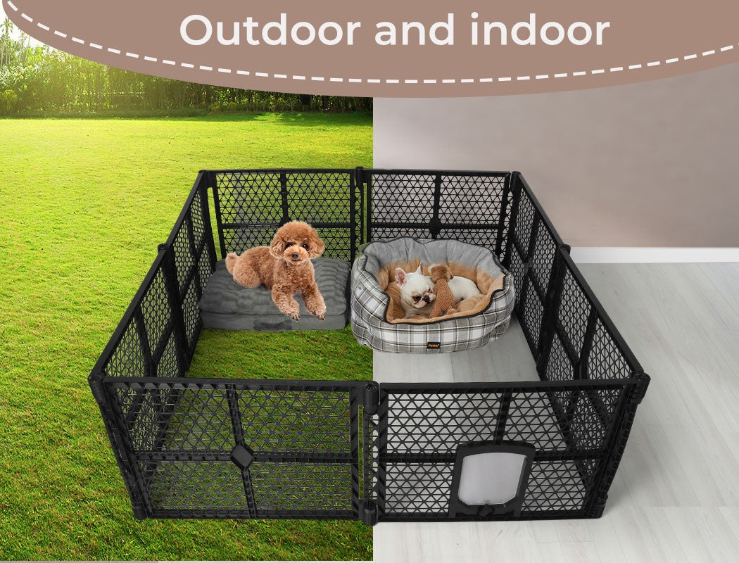 Pawz 8 Panel Dog Playpen Cage Enclosure Fence Puppy Plastic Play Pen Foldable
