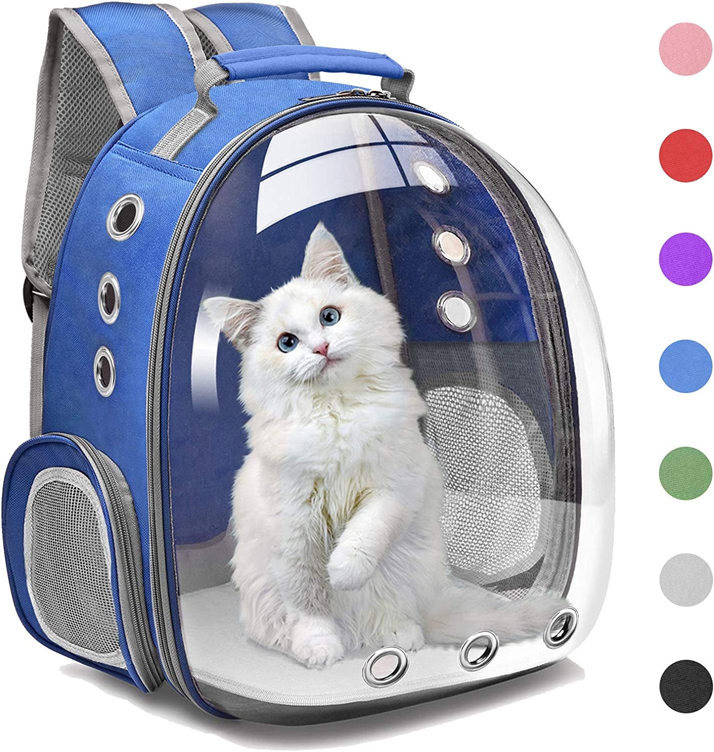 Cat Backpack Carrier Bubble Carrying Bag, Small Dog Backpack Carrier for Small Medium Dogs Cats, Space Capsule Pet Carrier Dog Hiking Backpack, Airline Approved Travel Carrier - Navy Blue