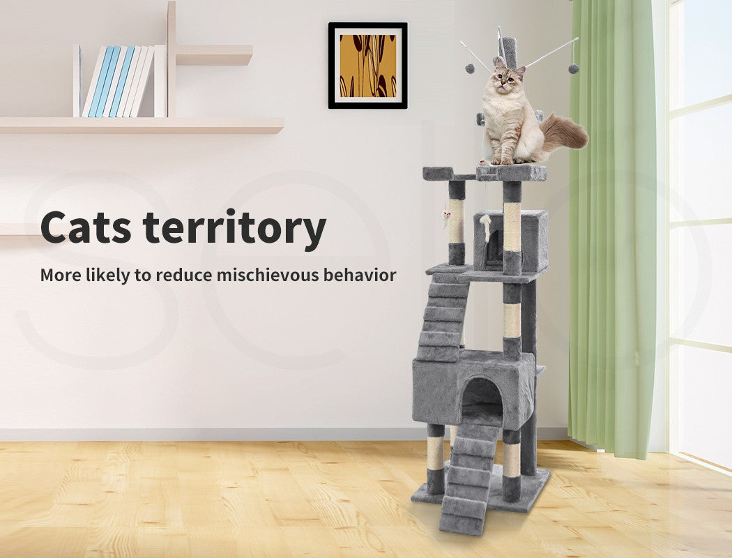 Pawz Cat Tree Scratching Post Scratcher Tower Condo House Furniture Grey 210Cm