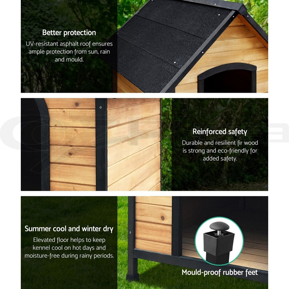 I.Pet Dog Kennel Extra Large Wooden House Outdoor Pet Puppy Kennels Weatherproof