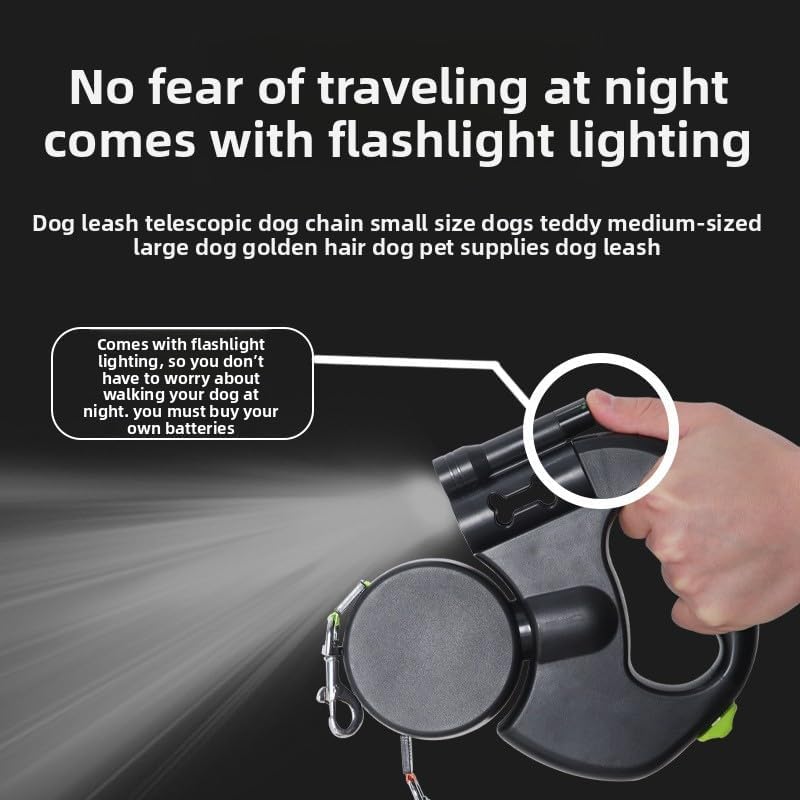 Retractable Double No Tangle Leash with Light