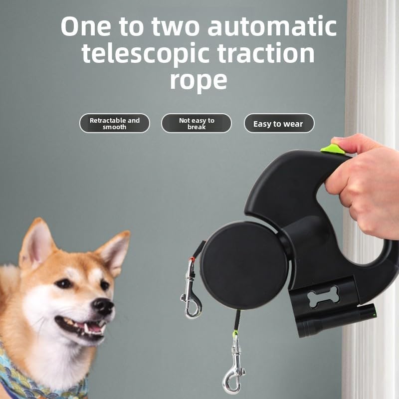 Retractable Double No Tangle Leash with Light