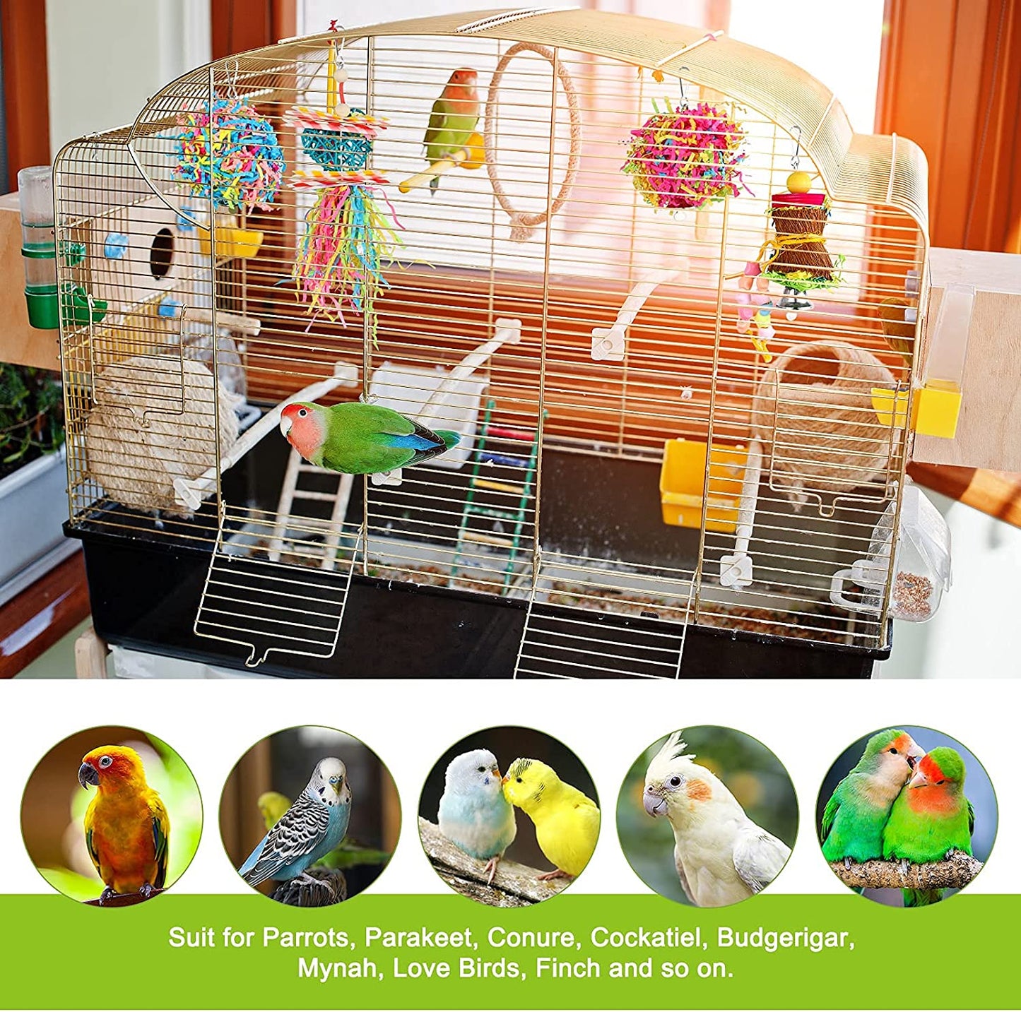 4 Pack Bird Shredder Toys Small Parrot Chewing Toys Parrot Cage Foraging Hanging Toy for Small Bird Parakeets Parrotlets Lovebirds Cockatiels