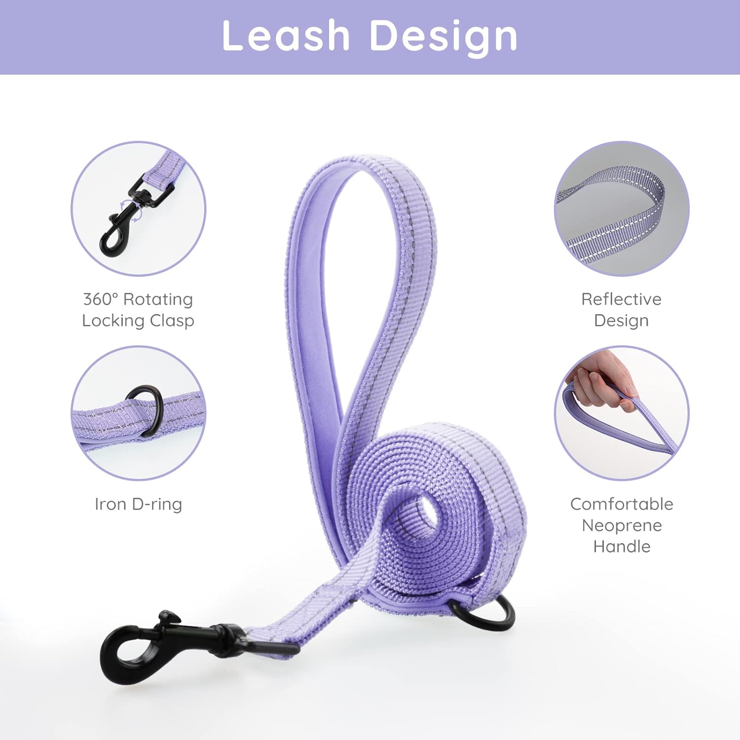 Puppy Harness with Leash Set, Dog Harness for Small Dogs No Pull, Dog Leash for Puppy, Step in Harness for Extra Small Dogs, Purple Lavender Harness, XS