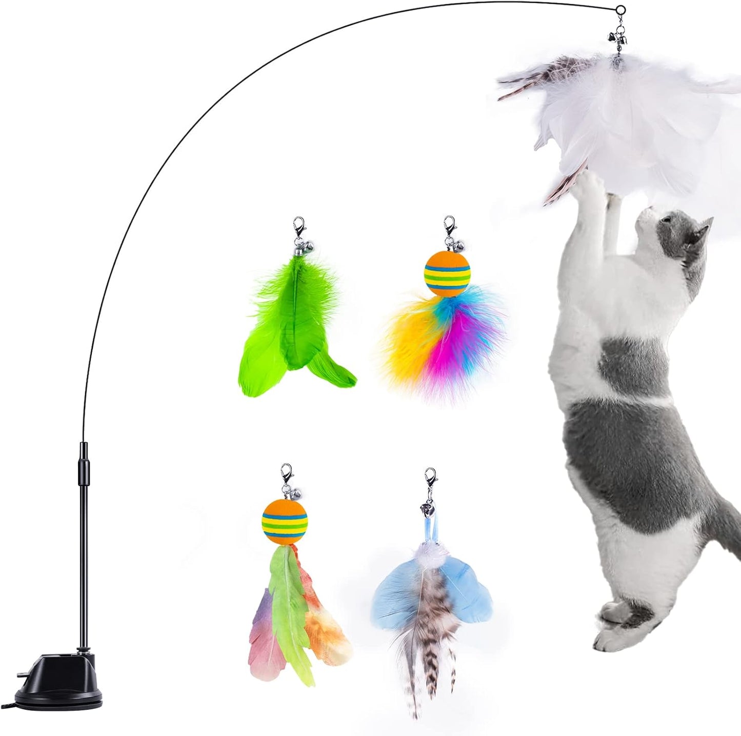 5 Pcs Feather Teaser Cat Toy