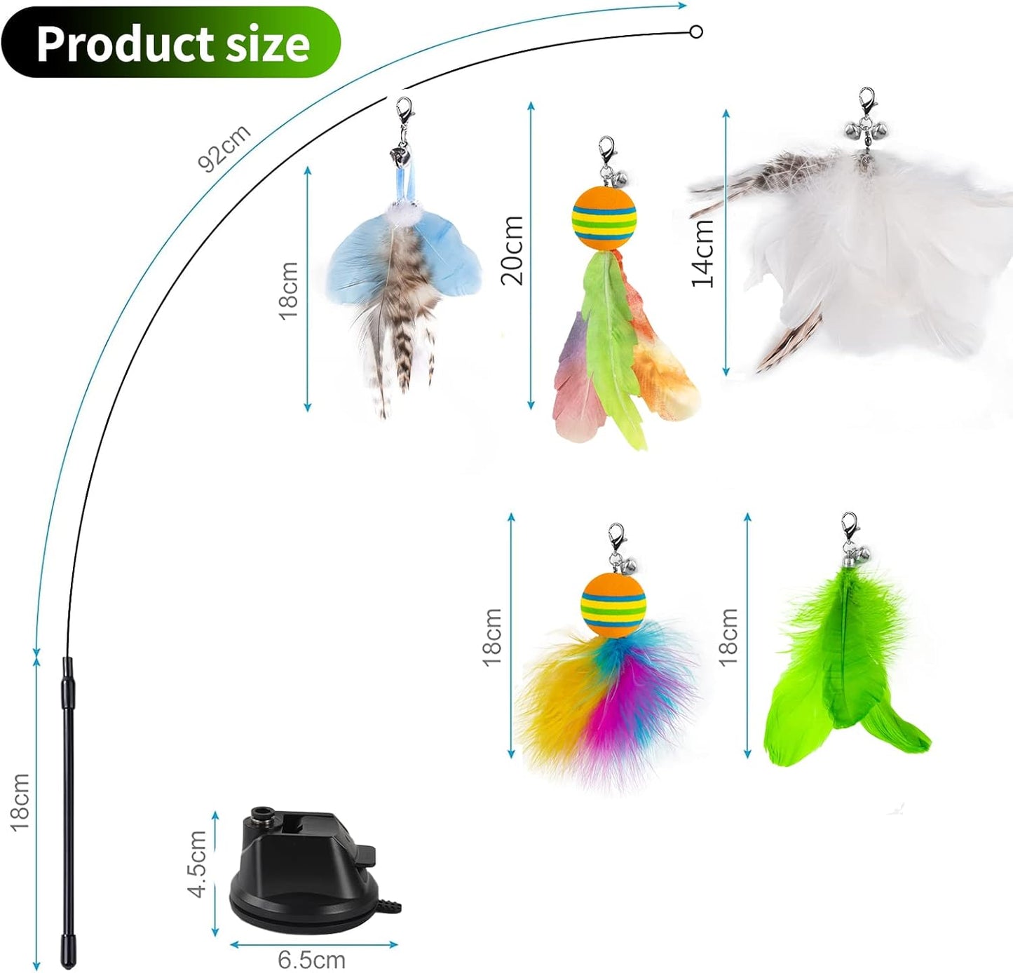 5 Pcs Feather Teaser Cat Toy