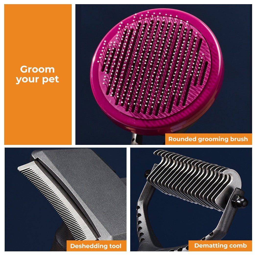 Pawz 3Pcs Pet Grooming Tools Gift Set Dog Cat Hair Cleaning Brushes Comb