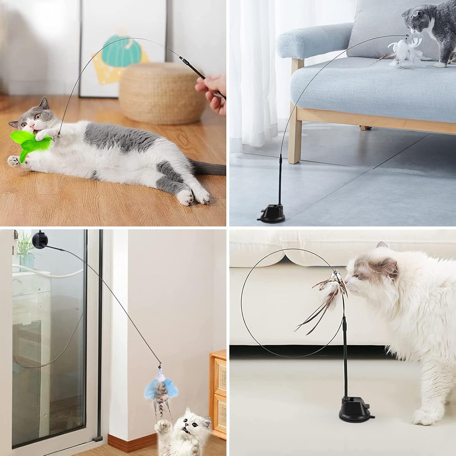 5 Pcs Feather Teaser Cat Toy