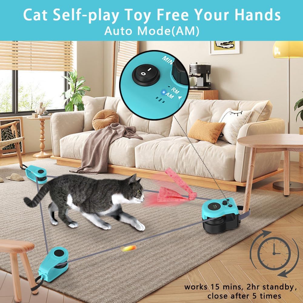 Interactive Cat Running Toys for Indoor Cats, Auto/Remote Control DIY Cat Treadmill Chase Toy, Mouse Hunting Feather Toys for Bored Kitten Dog Enrichment, Exercise, Mental Stimulation