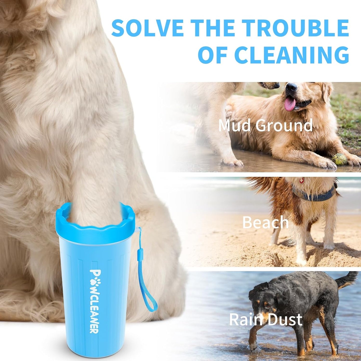 Dog Paw Cleaner with Bath Brush & Absorbent Towels