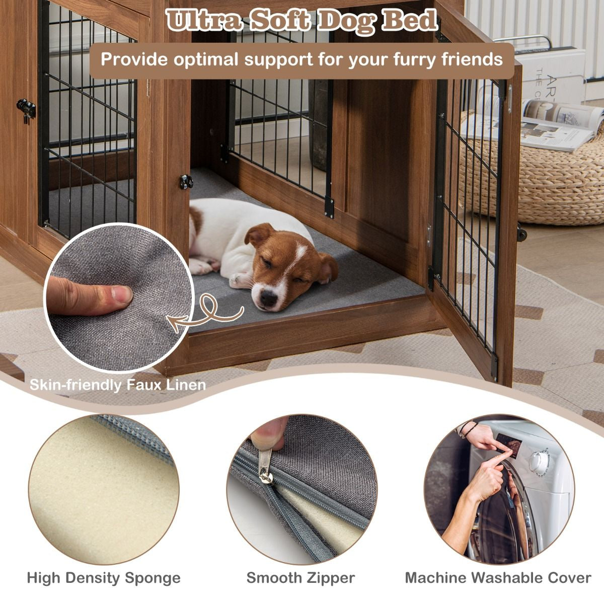 Furniture Dog Crate with Cushion