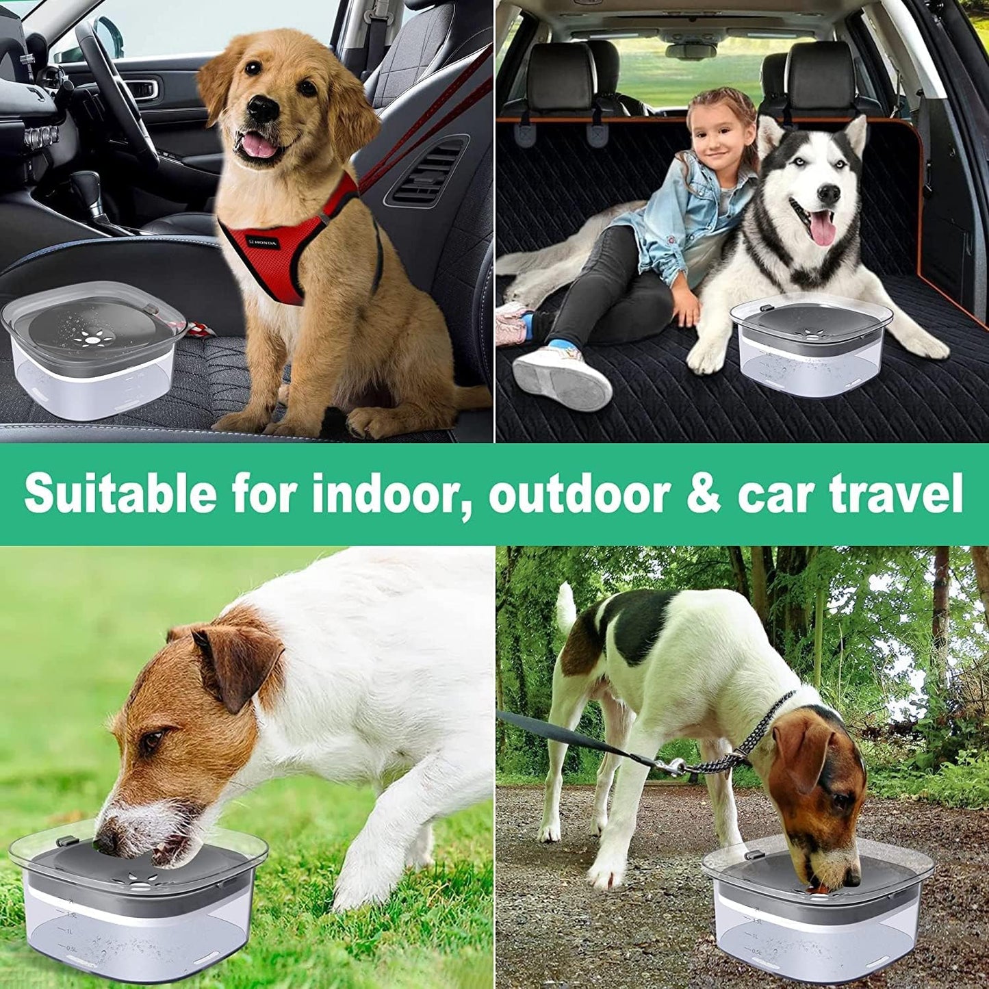 2L No Spill Dog Bowl Large Capacity