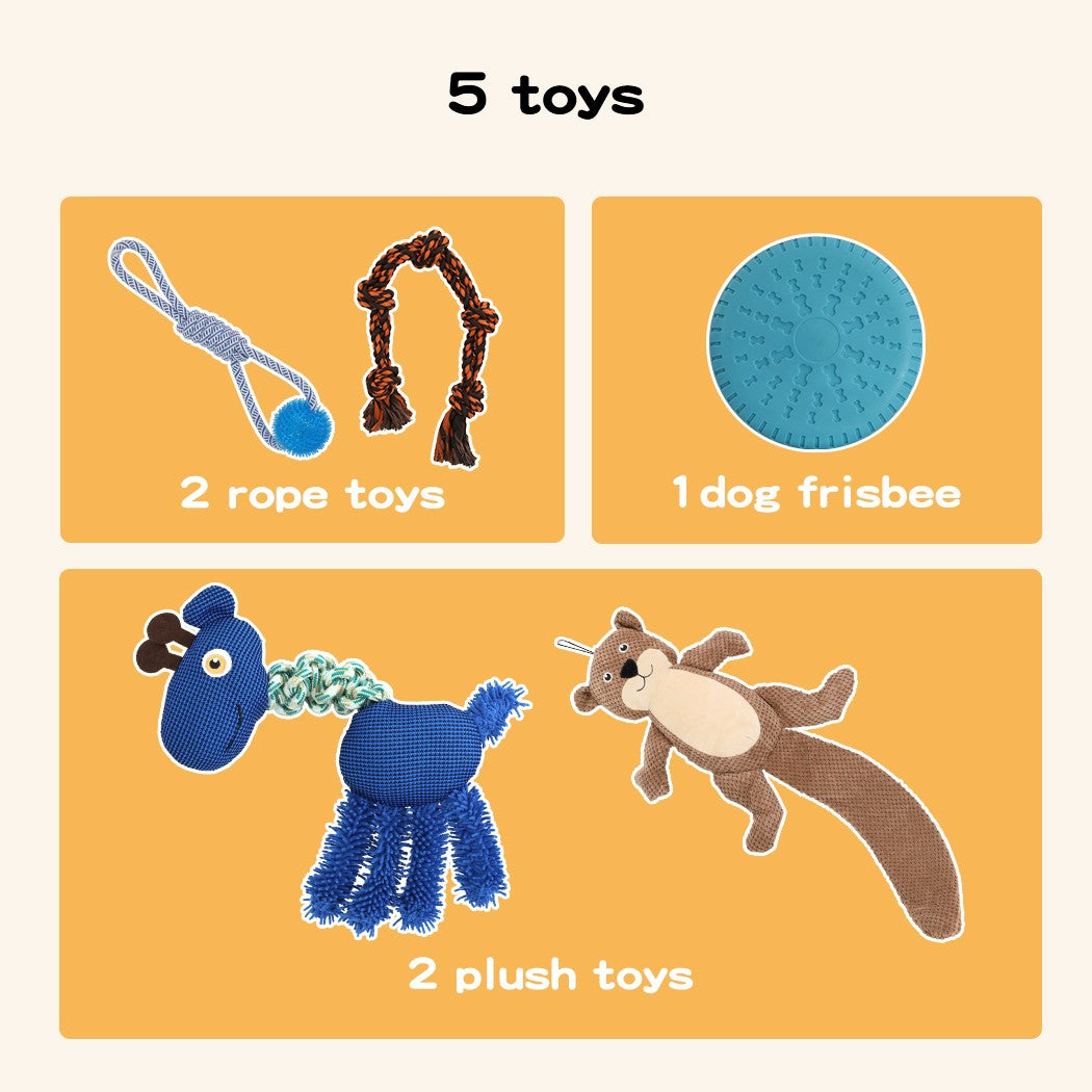 Dog Chew Toys Squeaky Puppy Pet Rope Plush Toy Teething 5 Styles