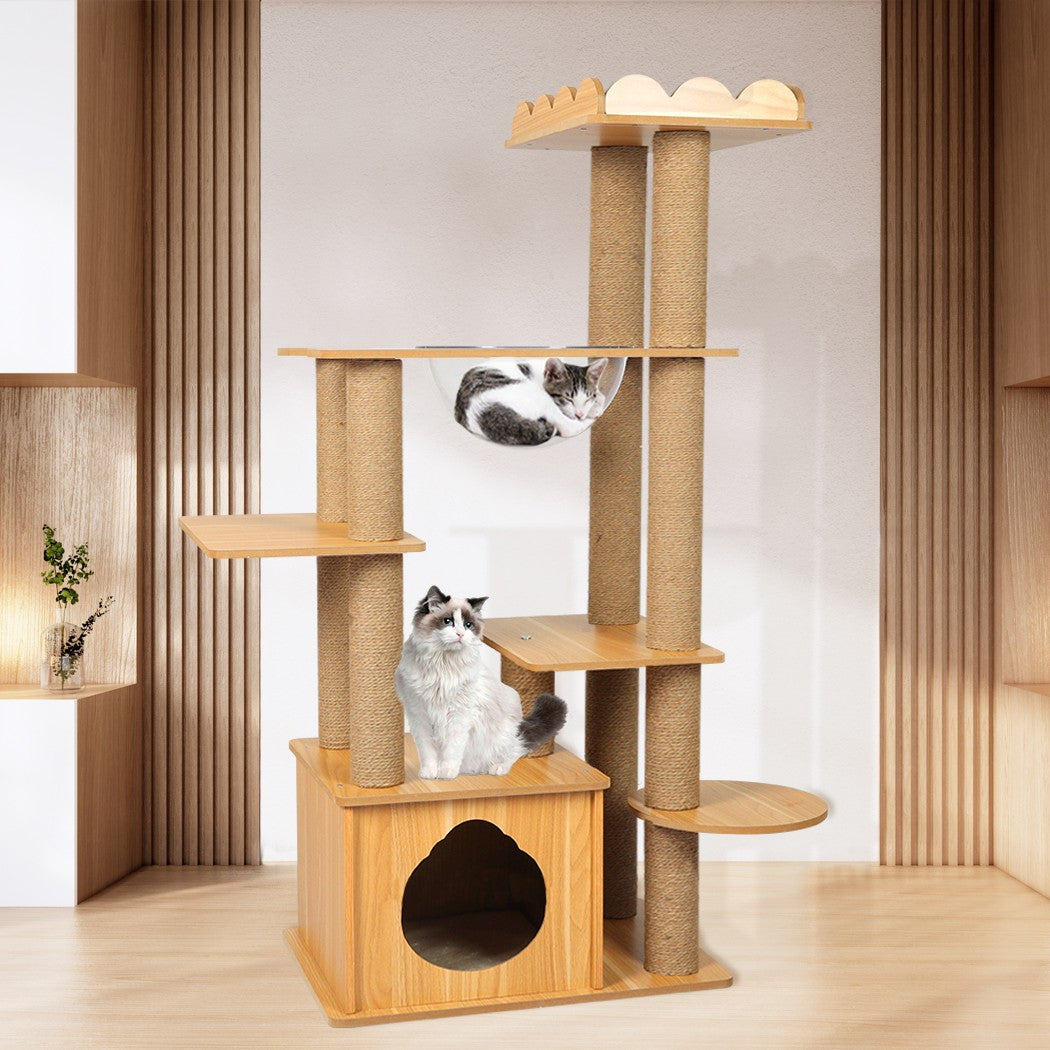 Cat Tree Scratching Post Scratcher Cats Tower Wood Condo Toys House 130Cm