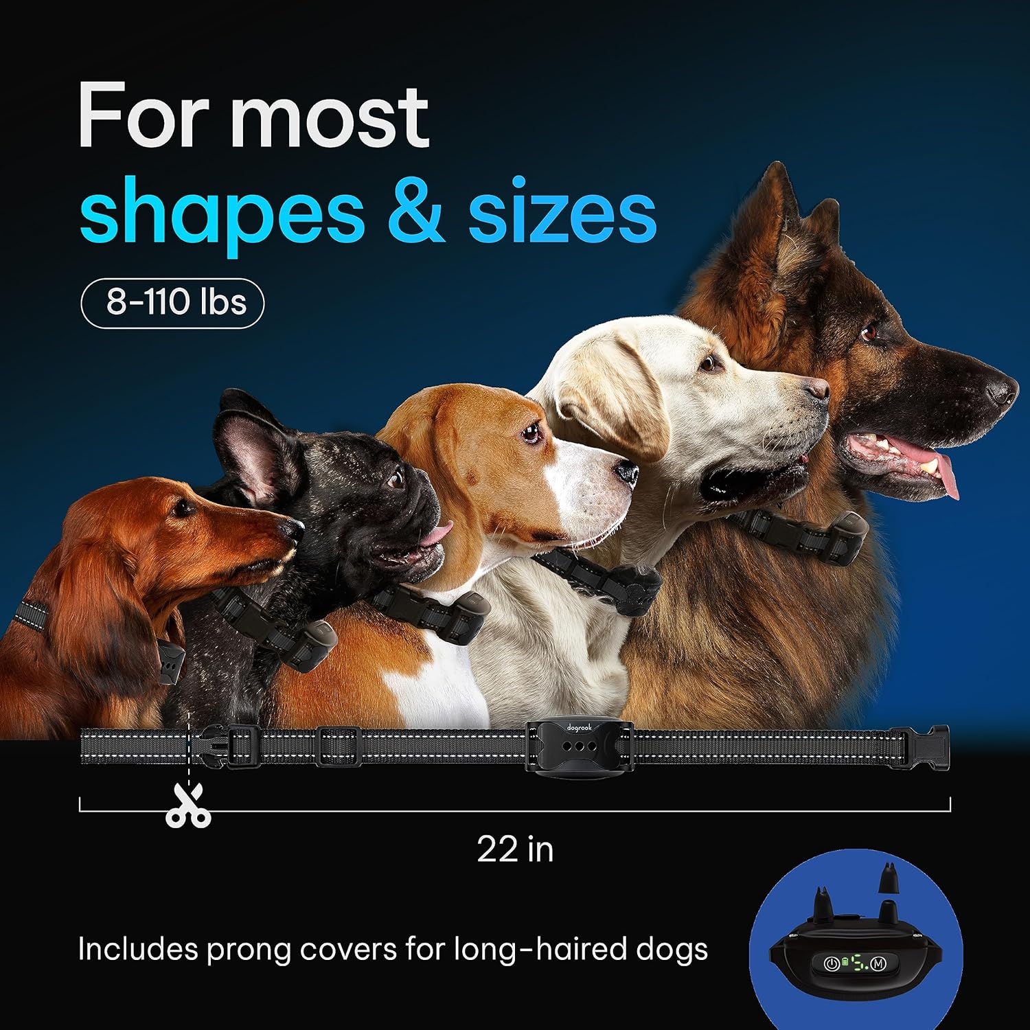 Rechargeable Dog Bark Collar | Smart Collar for Dog Training | No Shock | Beep & Vibration | No Bark Collar for Dogs | anti Bark Collar for Large Dog, Medium Dog, Small Dog | 12-110 Lbs