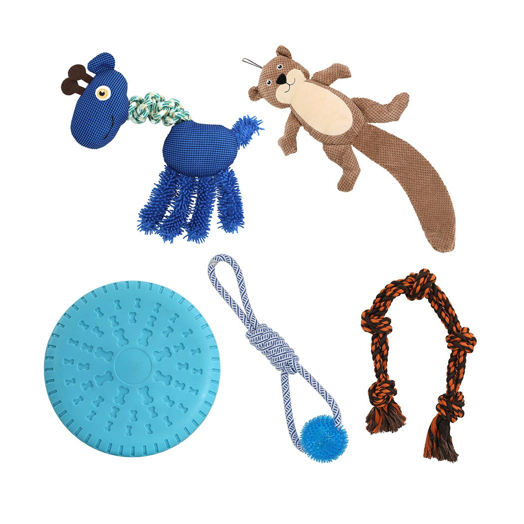 Dog Chew Toys Squeaky Puppy Pet Rope Plush Toy Teething 5 Styles