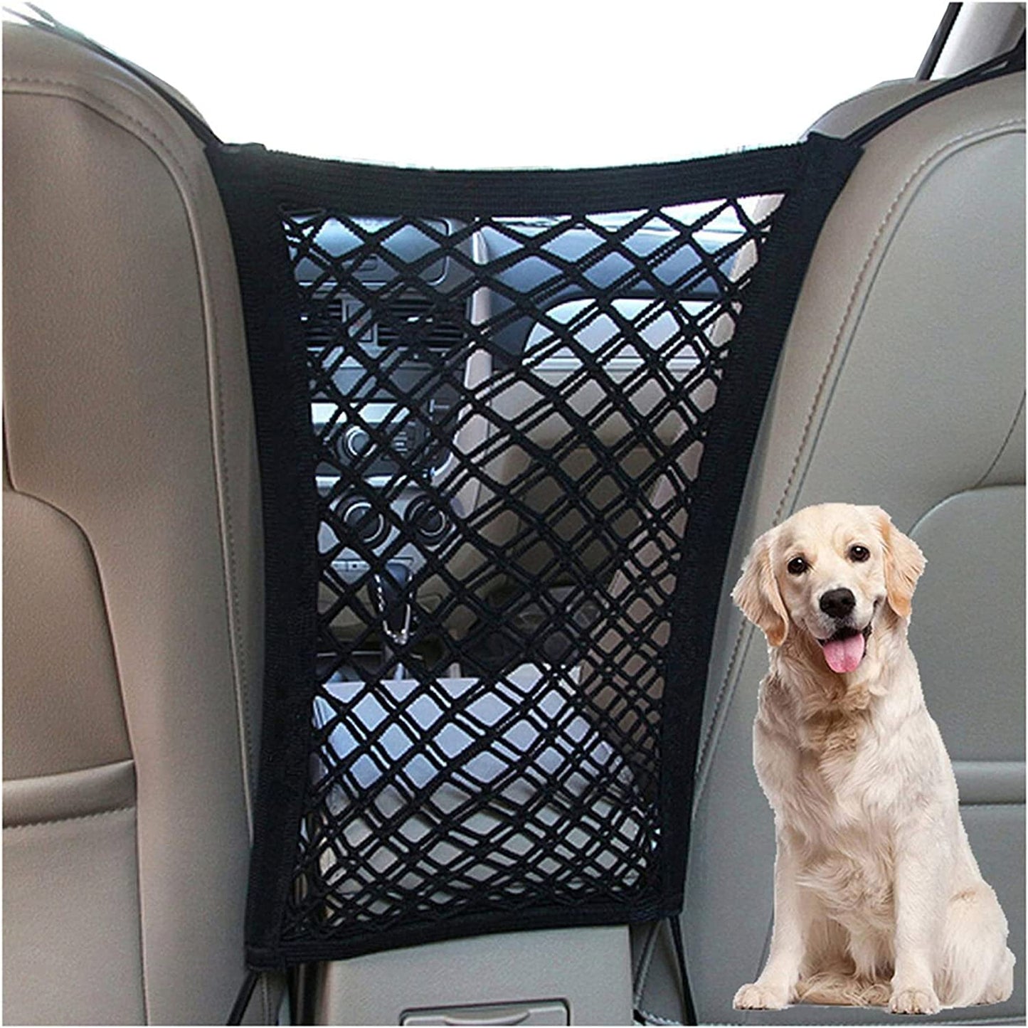 Pet Barrier Dog Car Net Barrier with Auto Safety Mesh Organizer Baby Stretchable Storage Bag Universal for Cars, SUV, Truck -Easy Install, Safer to Drive with Children and Pets