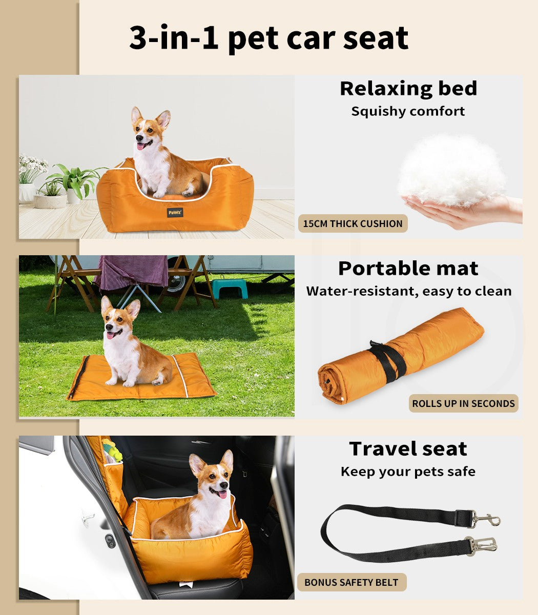 Pawz Pet Car Seat Travel Safety Carrier Bed Waterproof Removable Washable Large