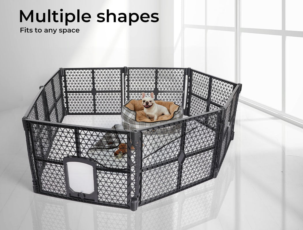 Pawz 8 Panel Dog Playpen Cage Enclosure Fence Puppy Plastic Play Pen Foldable