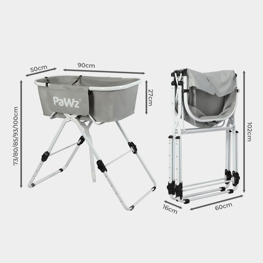 Foldable Pet Bath Tub W/ Adjustable Height for Small & Medium Dogs Cats