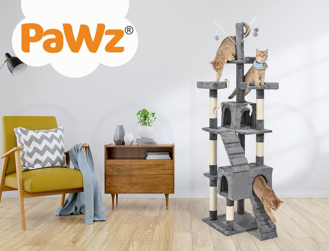 Pawz Cat Tree Scratching Post Scratcher Tower Condo House Furniture Grey 210Cm