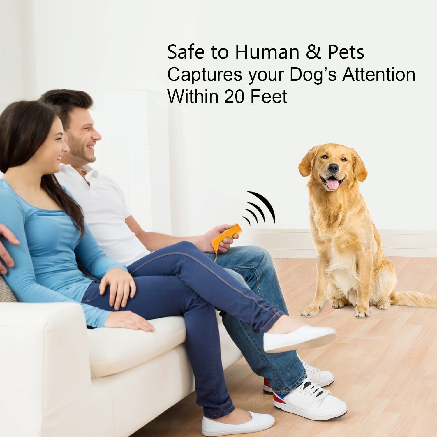 LED Ultrasonic Dog Repeller & Trainer Device 3 in 1 anti Barking Stop Bark Handheld Dog Training Device (Yellow)