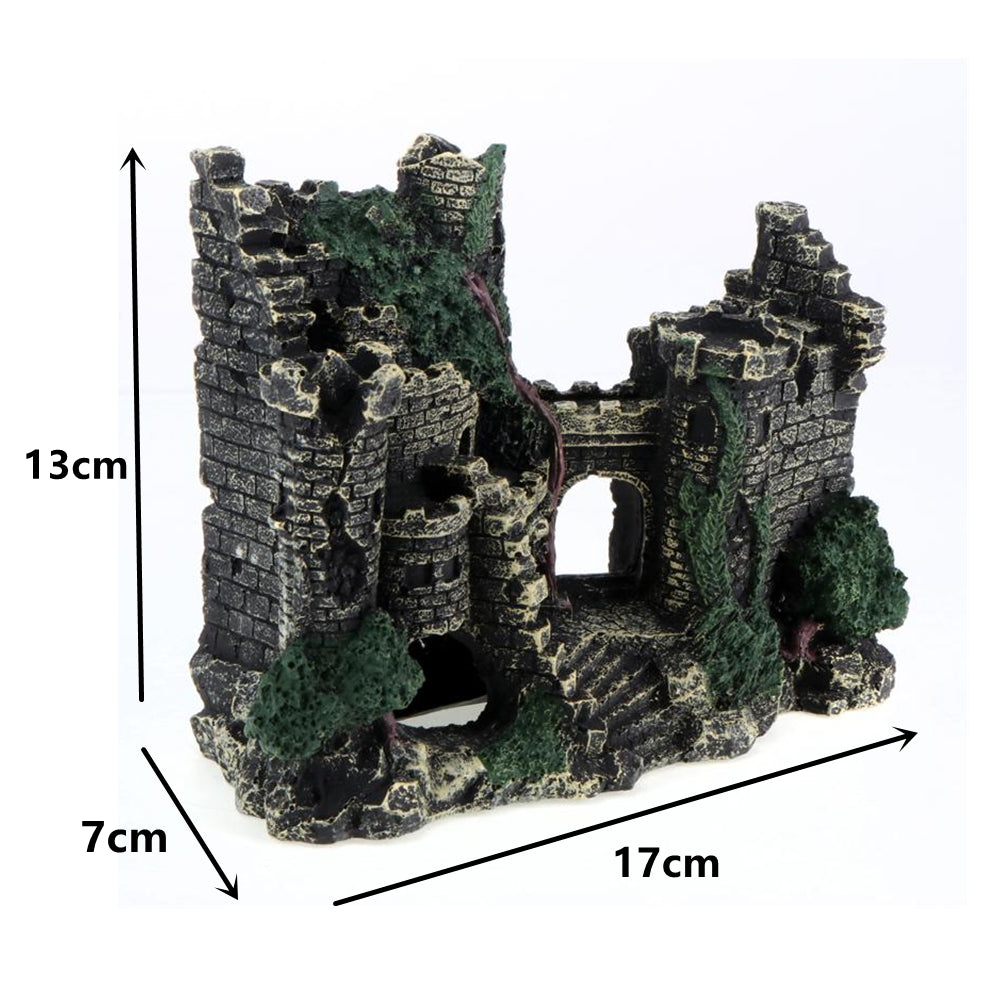 Aquarium Decor Fish Tank Ornament Landscape Ancient Castle Tower Hide Cave Resin