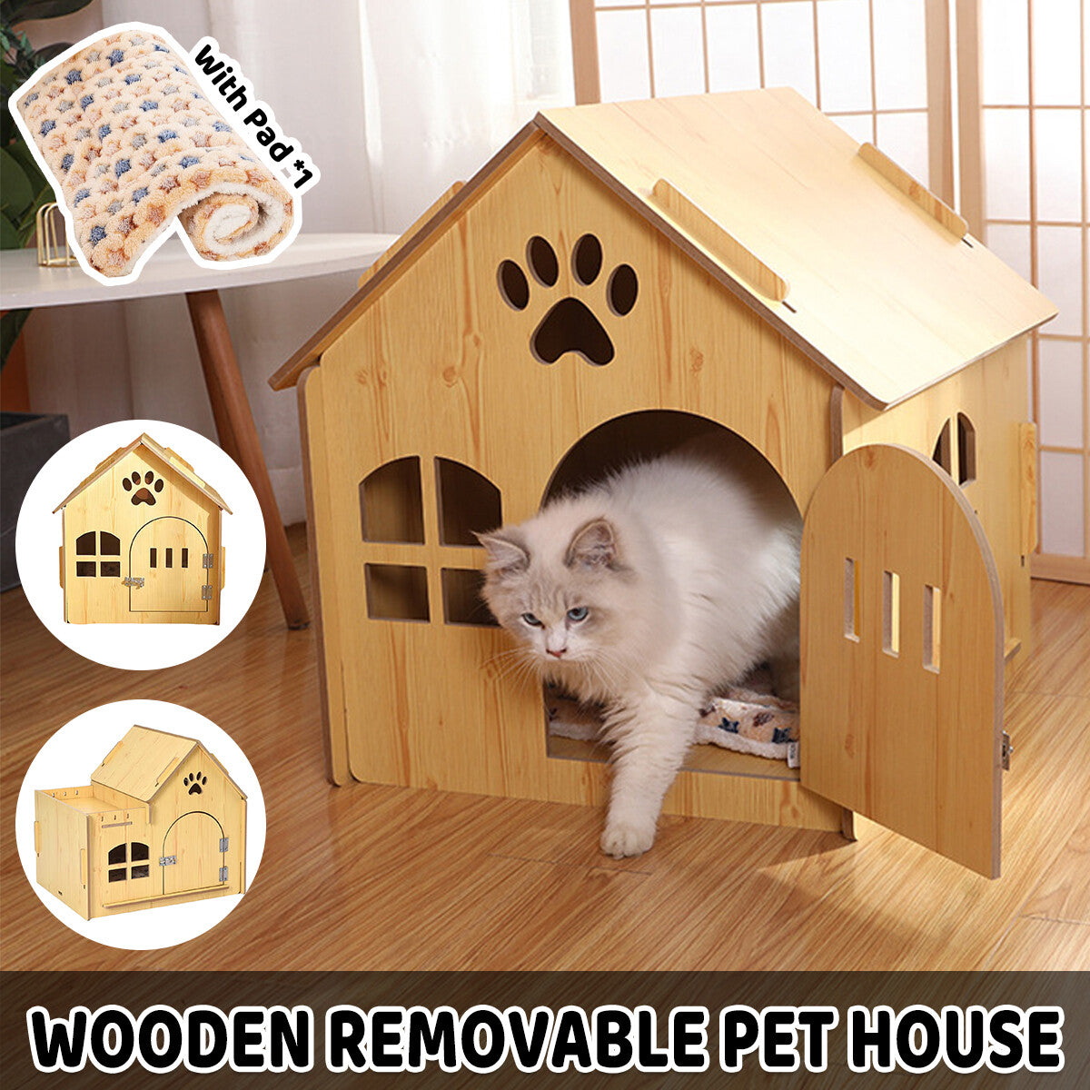 Indoor/Outdoor Wooden Pet House
