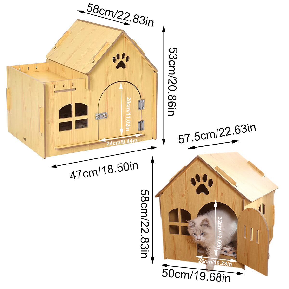 Indoor/Outdoor Wooden Pet House 