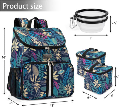 Dog Travel Bag, Airline Approved Pet Supplies Backpack, Dog Travel Backpack with 2 Silicone Collapsible Bowls and 2 Food Baskets