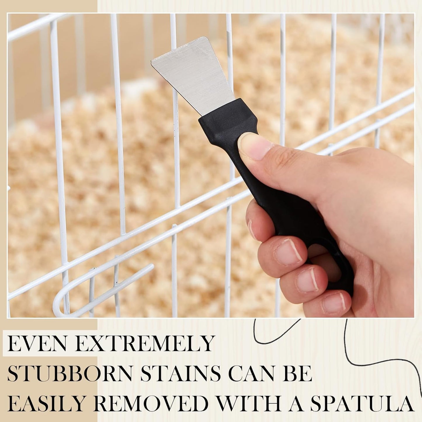 Bird Cage Cleaner with Two Brush Heads Stainless Steel Bird Droppings Cleaning Scraper Long Handle Tool for Cleaning Bird Parrot Cages Pet Supply Cage Accessory
