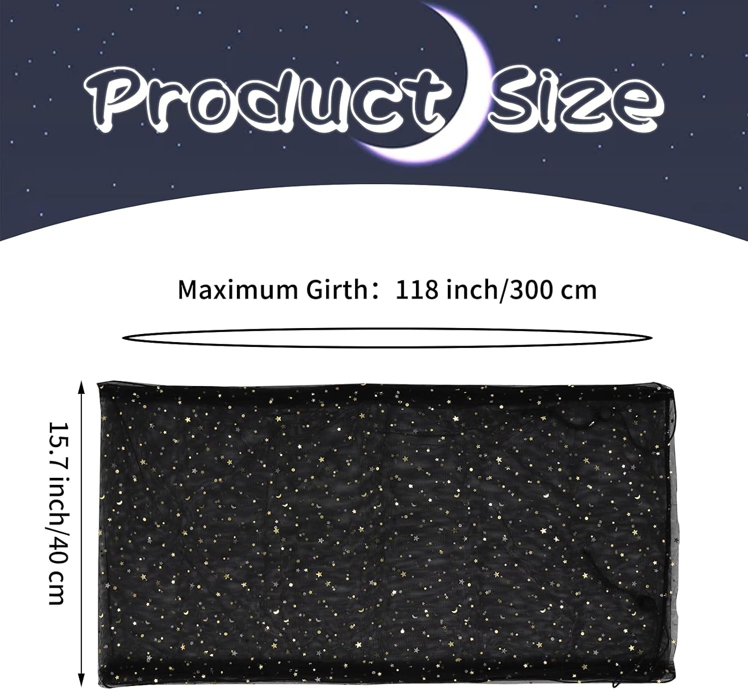 Large Bird Cage Cover,  Bird Cage Seed Catcher, Adjustable Soft Nylon Mesh Net with Twinkle Moon Star, Birdcage Cover Skirt Seed Guard for Parrot Parakeet Macaw round Square Cages (Black)