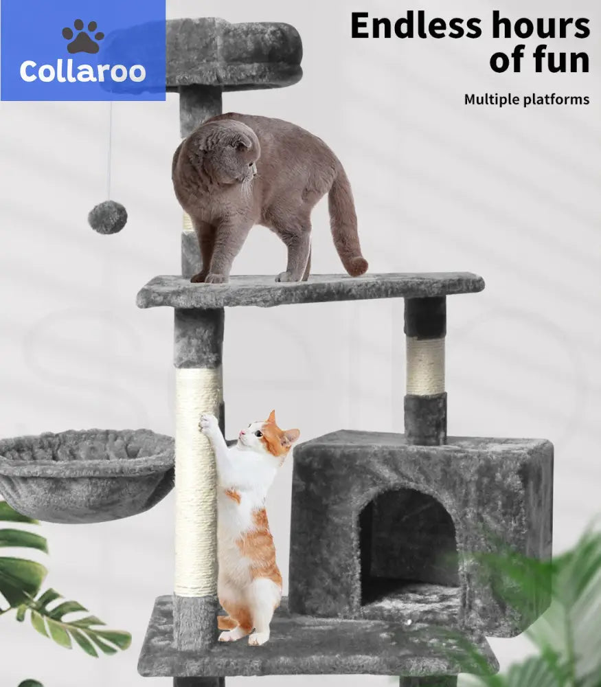 Pawz 130Cm Cat Tree Toy Scratching Post Scratcher Tower Condo Wooden House Grey