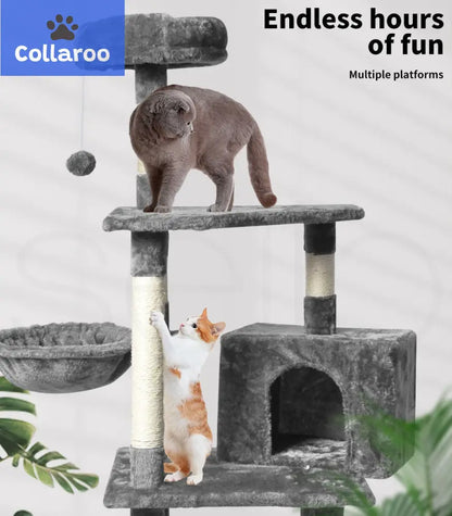 Pawz 130Cm Cat Tree Toy Scratching Post Scratcher Tower Condo Wooden House Grey