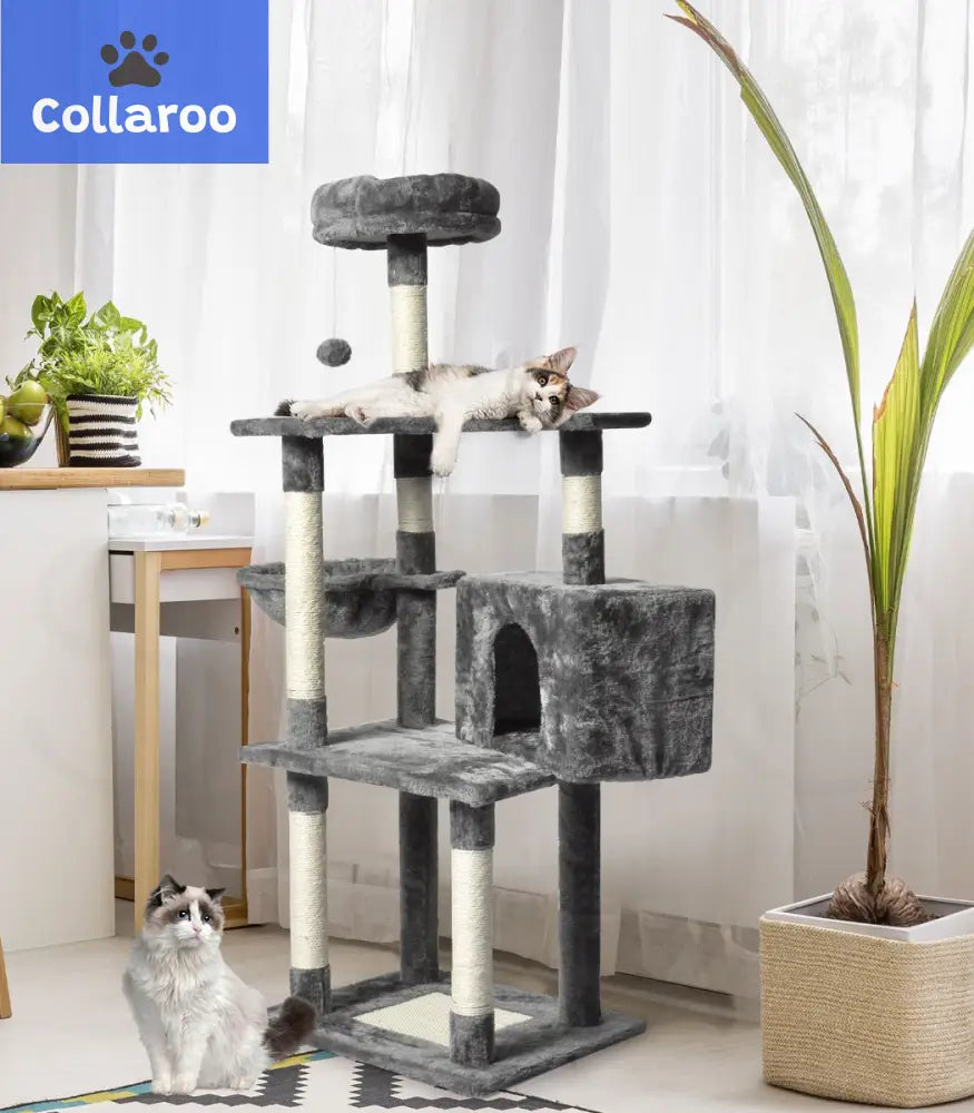 Pawz 130Cm Cat Tree Toy Scratching Post Scratcher Tower Condo Wooden House Grey