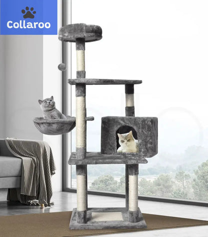 Pawz 130Cm Cat Tree Toy Scratching Post Scratcher Tower Condo Wooden House Grey