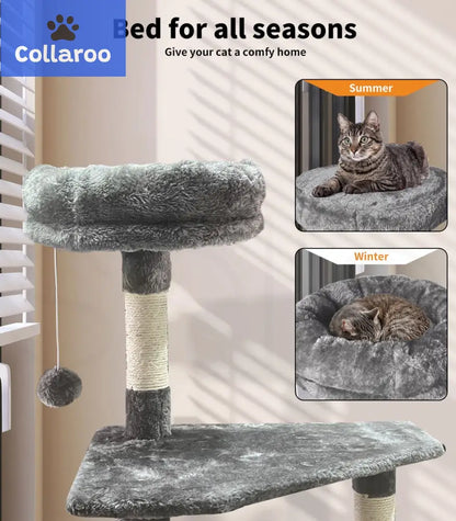 Pawz 130Cm Cat Tree Toy Scratching Post Scratcher Tower Condo Wooden House Grey