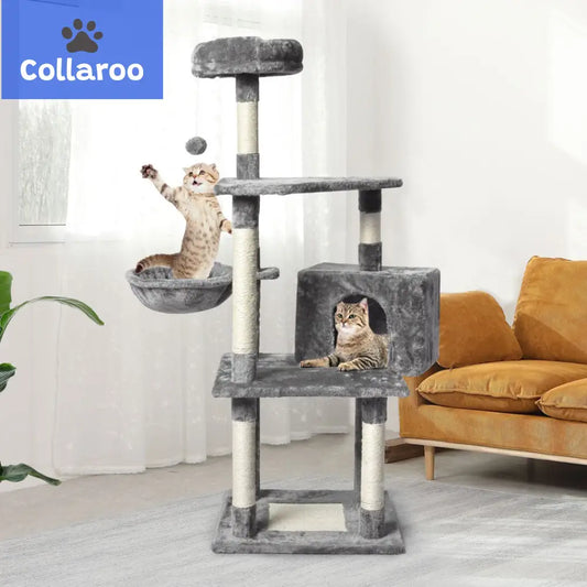 Pawz 130Cm Cat Tree Toy Scratching Post Scratcher Tower Condo Wooden House Grey