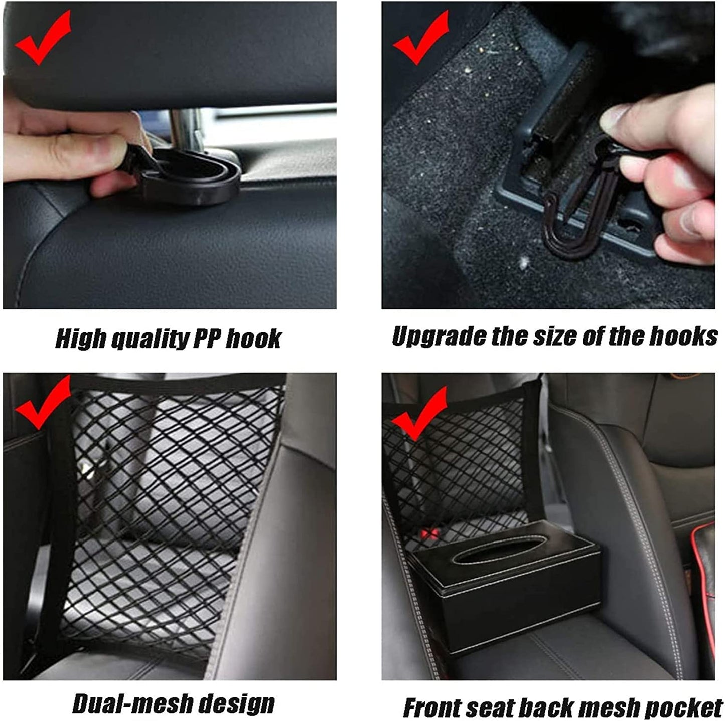 Pet Barrier Dog Car Net Barrier with Auto Safety Mesh Organizer Baby Stretchable Storage Bag Universal for Cars, SUV, Truck -Easy Install, Safer to Drive with Children and Pets