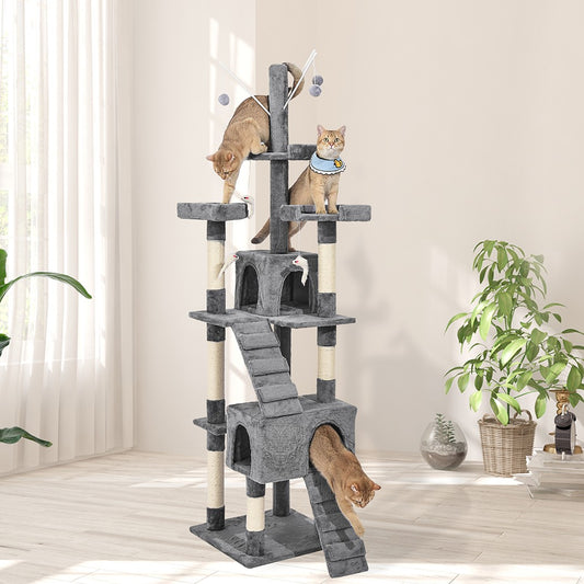 Pawz Cat Tree Scratching Post Scratcher Tower Condo House Furniture Grey 210Cm