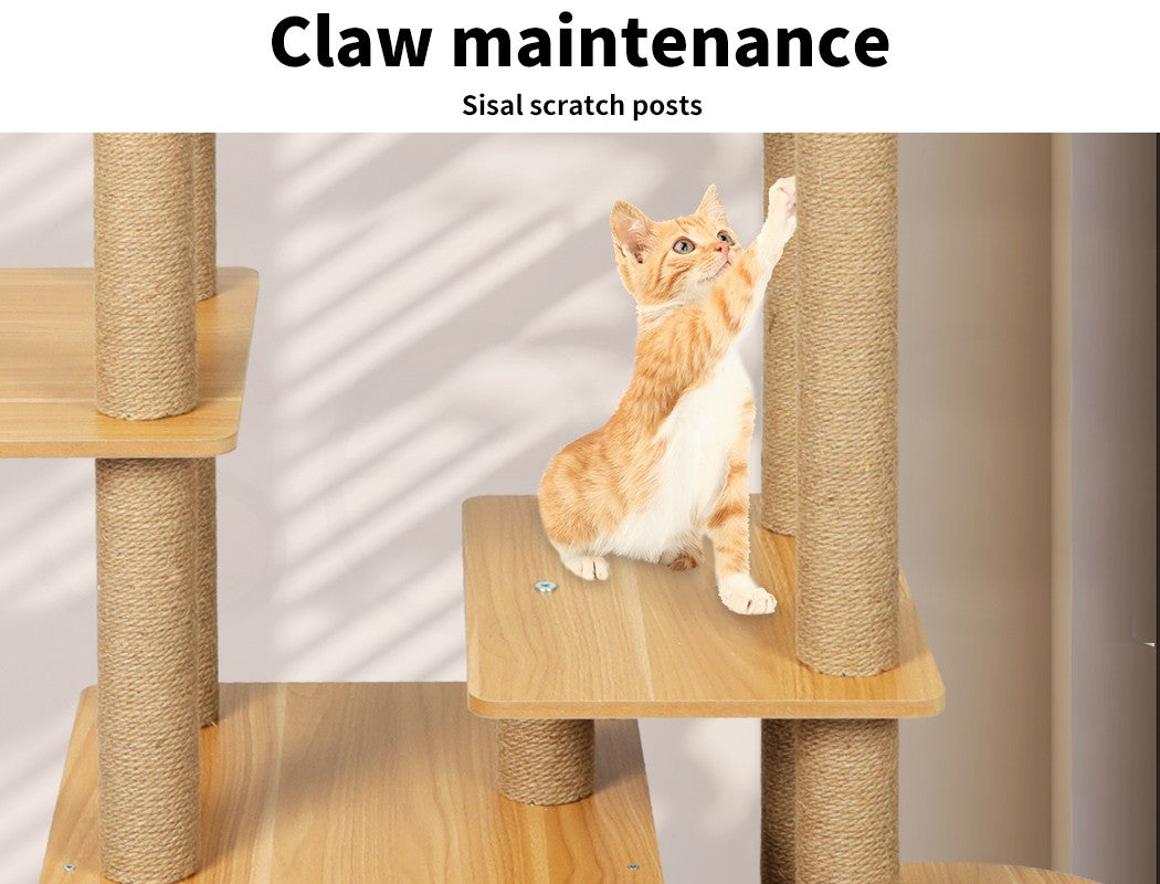 Cat Tree Scratching Post Scratcher Cats Tower Wood Condo Toys House 130Cm