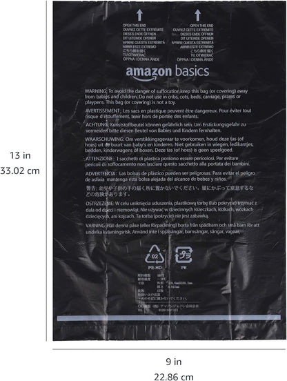 Unscented Standard Dog Poop Bags with Dispenser and Leash Clip, 33.02 X 22.86 CM, Black - 20 Rolls (300 Bags)
