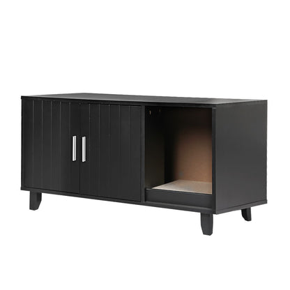 Enclosed Cat Litter Cabinet Box Furniture Scratch Board Side Table Black