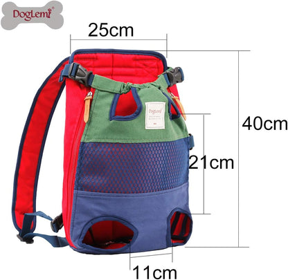 Legs Out Front-Facing Dog Carrier Hands-Free Adjustable Pet Puppy Cat Backpack Carrier for Walking Hiking Bike and Motorcycle (X-Large, Green/Blue)