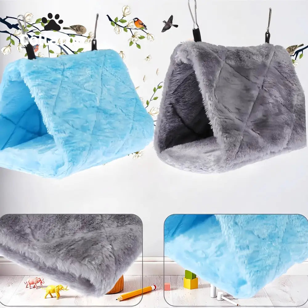 2 Pack Warm Bird Nest House,  Bed Hanging Hammock Toy Sleeping Bed Plush Hanging Snuggle Cave Happy Hut for Pet Parrot Parakeet Cockatiel Conure Cockatoo African Grey Macaw Eclectus Amazon B