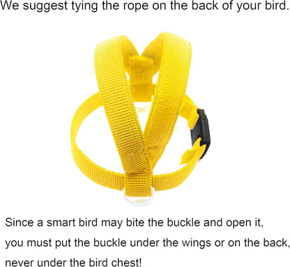 Bird Harness with Buckle Clip and a Leash, Easy to Wear for Bird Parrots Cockatiel S Size Weight 85-105 Grams, Yellow