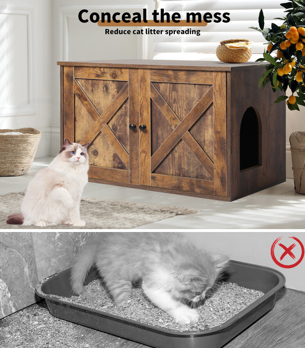 Pawz Enclosed Cat Litter Cabinet Box Furniture Kitty Toilet Tray Pet House Table