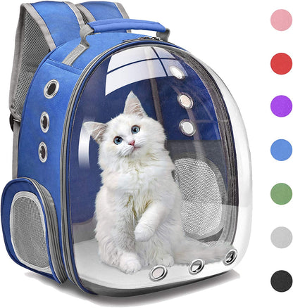 Cat Backpack Carrier Bubble Carrying Bag, Small Dog Backpack Carrier for Small Medium Dogs Cats, Space Capsule Pet Carrier Dog Hiking Backpack, Airline Approved Travel Carrier - Navy Blue