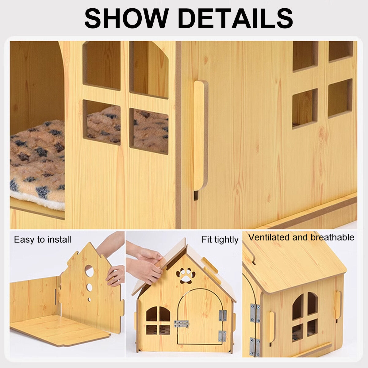 Indoor/Outdoor Wooden Pet House 